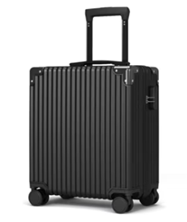 袋鼠（KANGAROO）小型行李箱可登机箱男女生拉杆箱儿童学生旅行箱密码箱次日达皮箱 小米黑升级三节拉杆贴心挂钩+包角设计-次日达 18英寸 出差旅行小尺寸大容量可上飞机免托运